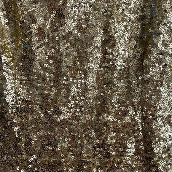 🆕B.Darlin A-Line Scoop Short Gold Sequin Ivory Dress 3/4🆕 - Picture 7 of 14